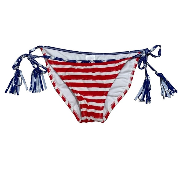 Xhilaration Patriotic Red White and Blue Tie Tassel Bikini Bottom Size L - Picture 1 of 6